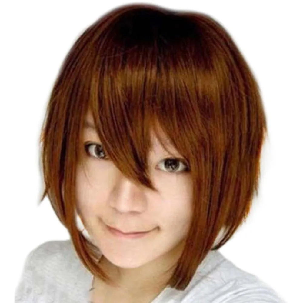 18 Warna Harajuku Cosplay Wig Pria Pendek Merah Muda Merah Putih