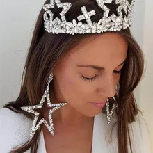 Impressionante cristal strass estrela pingente balançar brincos para as mulheres moda jóias quente na moda brincos de declaração acessórios