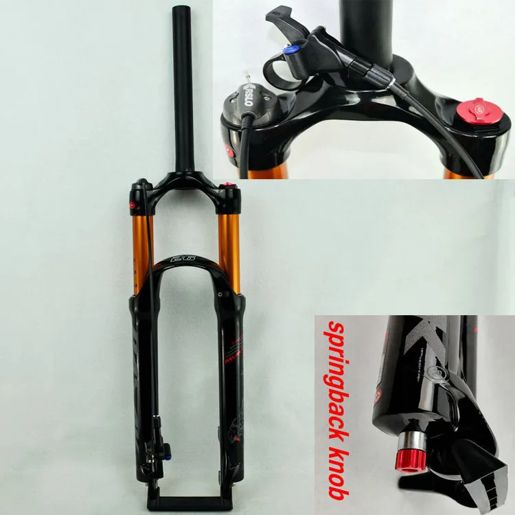 26RL Gloss Spring MTB велосипедная воздушная вилка 26 27,5 29er, подвеска для горного велосипеда, устойчивость воздуха, демпфирование масла, газа, масла, вилка, линия дистанционного управления велосипедным усилителем - Цвет: 26RL Gloss Spring