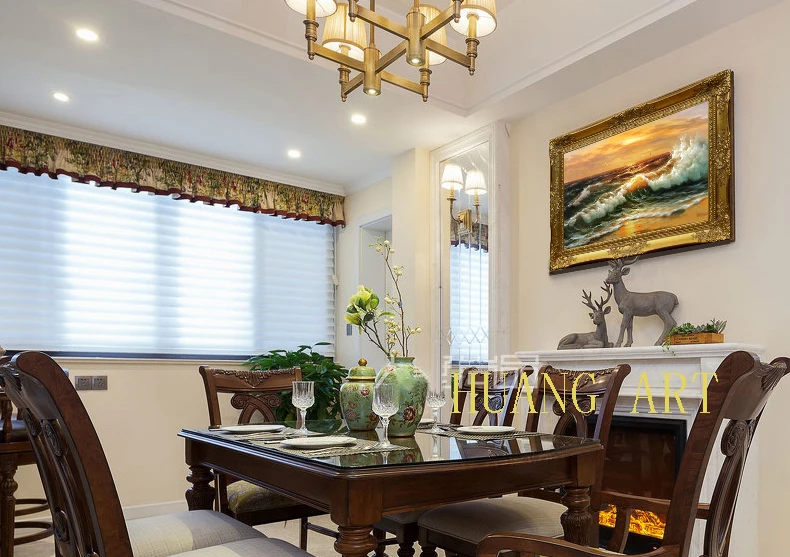 رسمت باليد النفط اللوحة جودة عالية الأمواج الشاطئ غرفة نوم المنزل الديكور فيلا النادي مكتب أريكة بهو