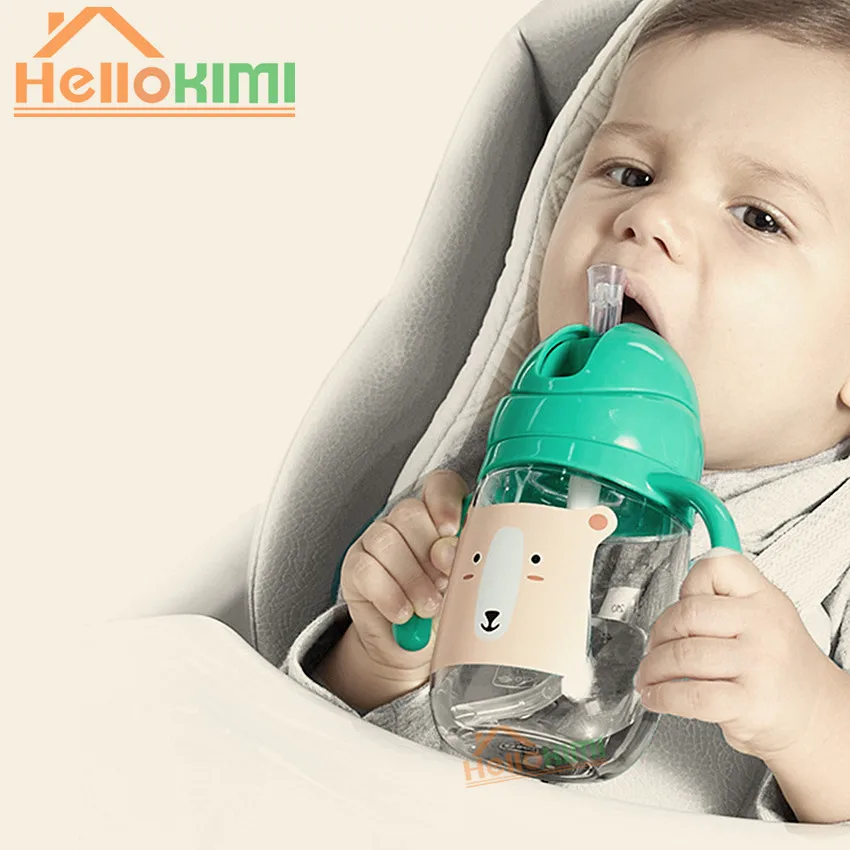 

260ml/360ml Baby Drinking water bottle Kids Training Straw bottle Handle Bottle PP Plastic Sippy Children Learn Drinking Water