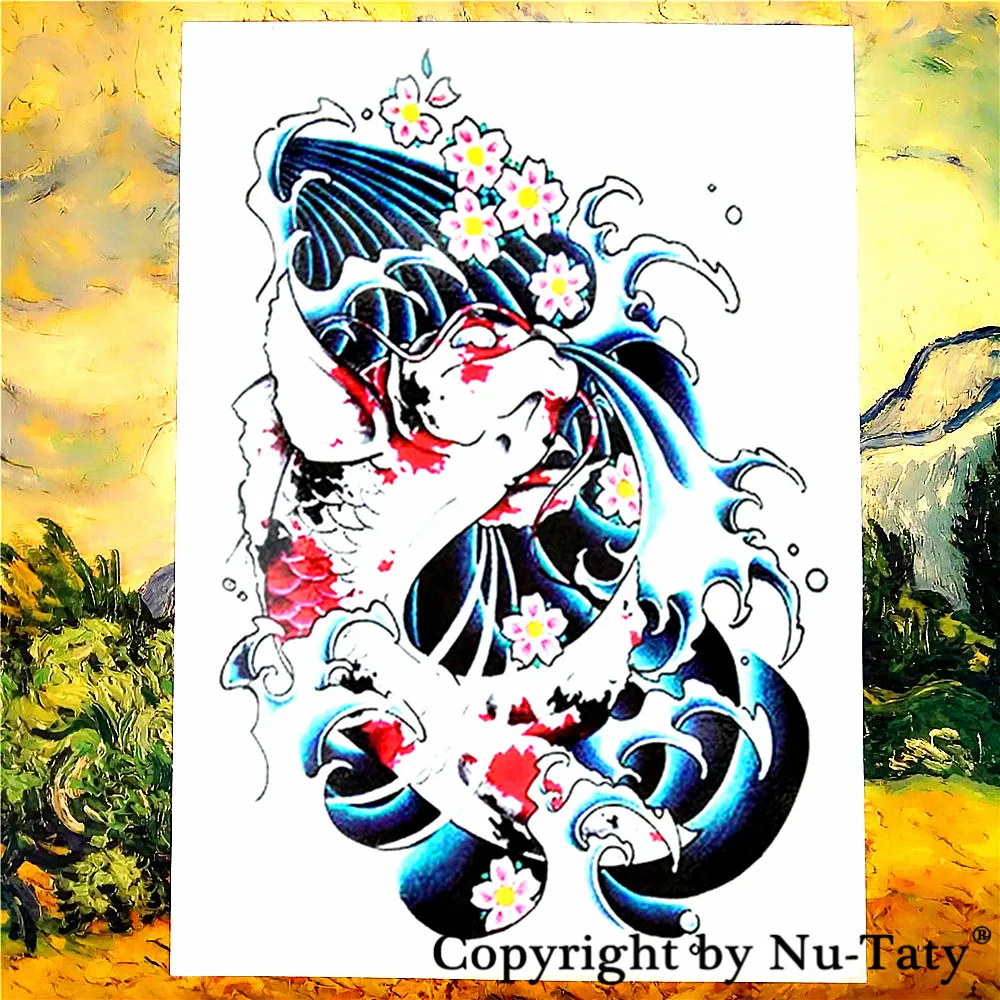 

SHNAPIGN White Koi Temporary Tattoo Body Art Flash Tattoo Stickers 21*15cm Waterproof Tatoo Car Styling Home Decor Wall Sticker