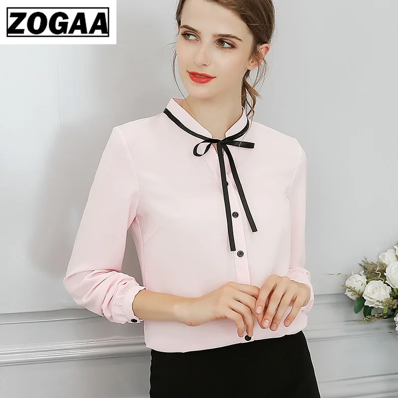 

New Spring Autumn Tops Office Ladies Blouse Fashion Long Sleeve Bow Slim White Shirt Female Cute Bodycon Work Blouses Blusas