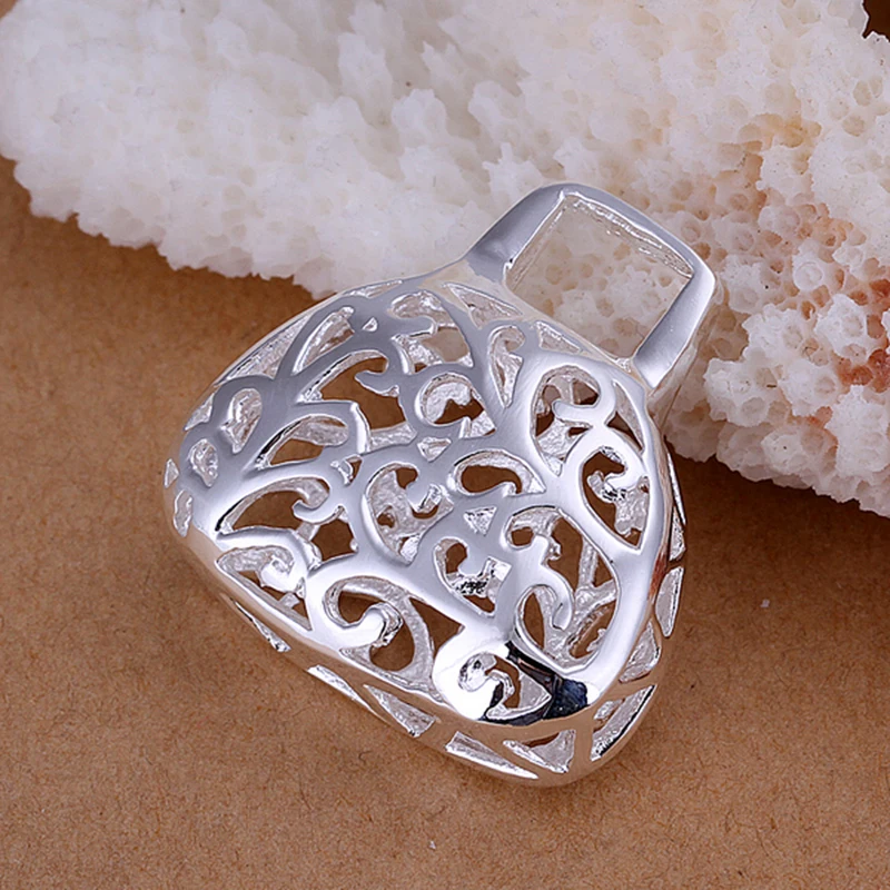 fashion hollow silver bag pendant 925 sterling silver jewelery bohemian