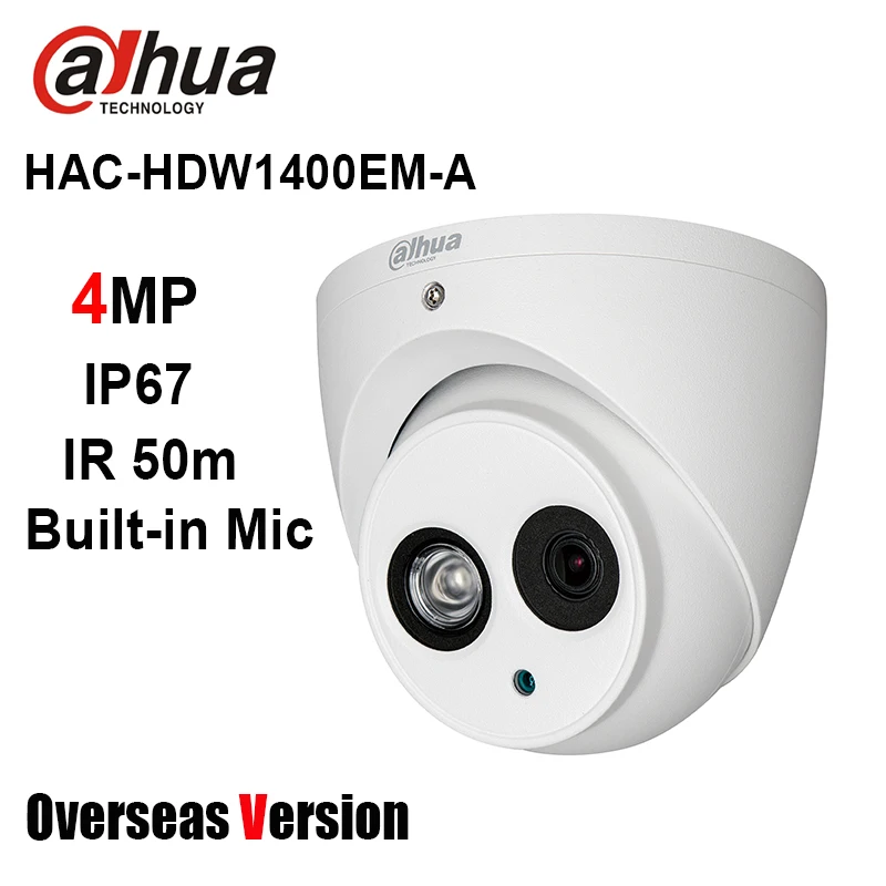 

Dahua HAC-HDW1400EM-A 4MP HDCVI IR Eyeball Analog Camera 4MP IR 50m waterproof Built-in Mic HAC-HDW1400EMP-A CCTV Camera