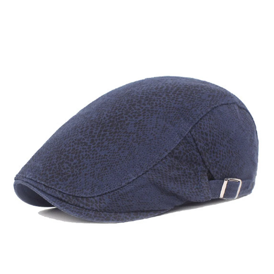 Navy BUTTERMERE, черная шапка, берет, мужская, хлопок, леопардовая, плоская кепка, мужская, классический принт, регулируемая, утконоса, плюща, повседневная, летняя кепка - Цвет: Navy