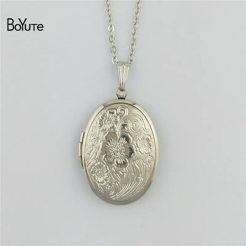 BoYuTe 70CM Chain 2329MM Oval Open Photo Pendant Locket Necklace Vintage Jewelry (3)