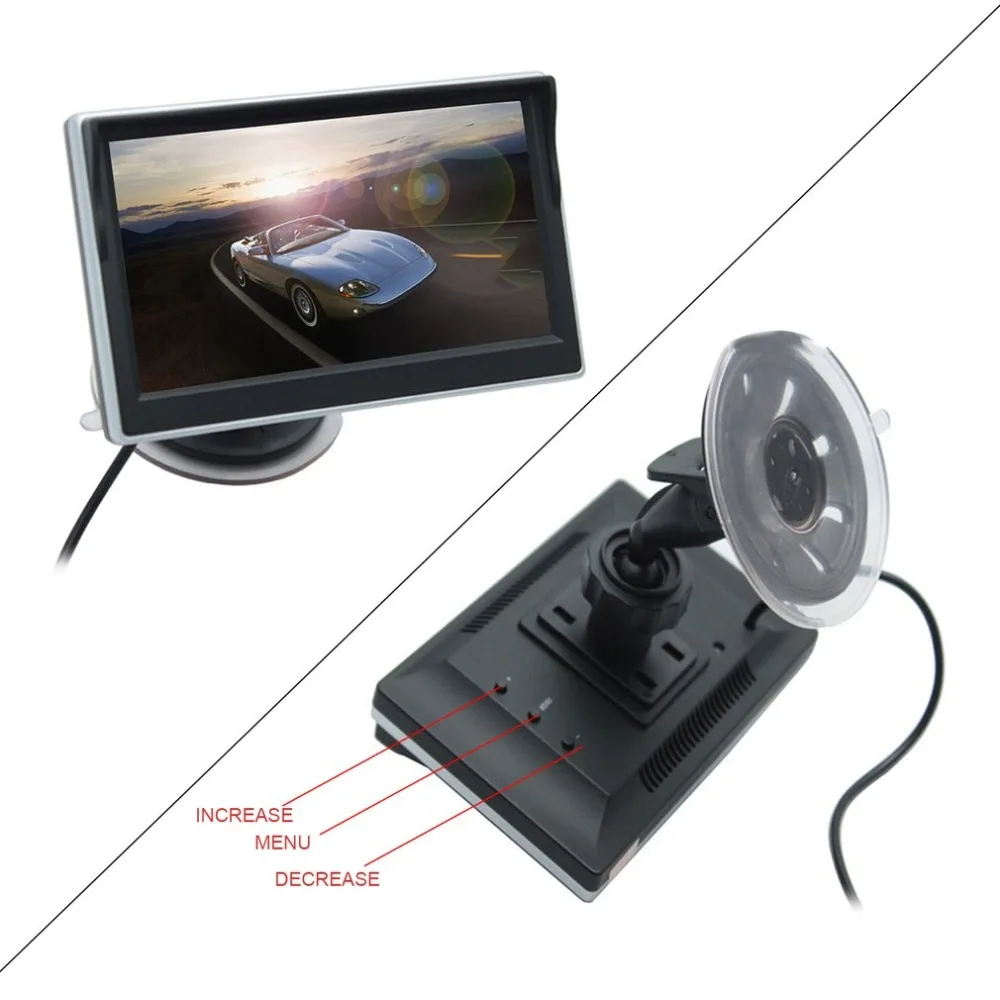 

5 Inch Car Monitor TFT LCD Display HD Digital PAL/NTSC Auto Parking Backup Reverse 2-Ch AV Input With Suction Cup Bracket