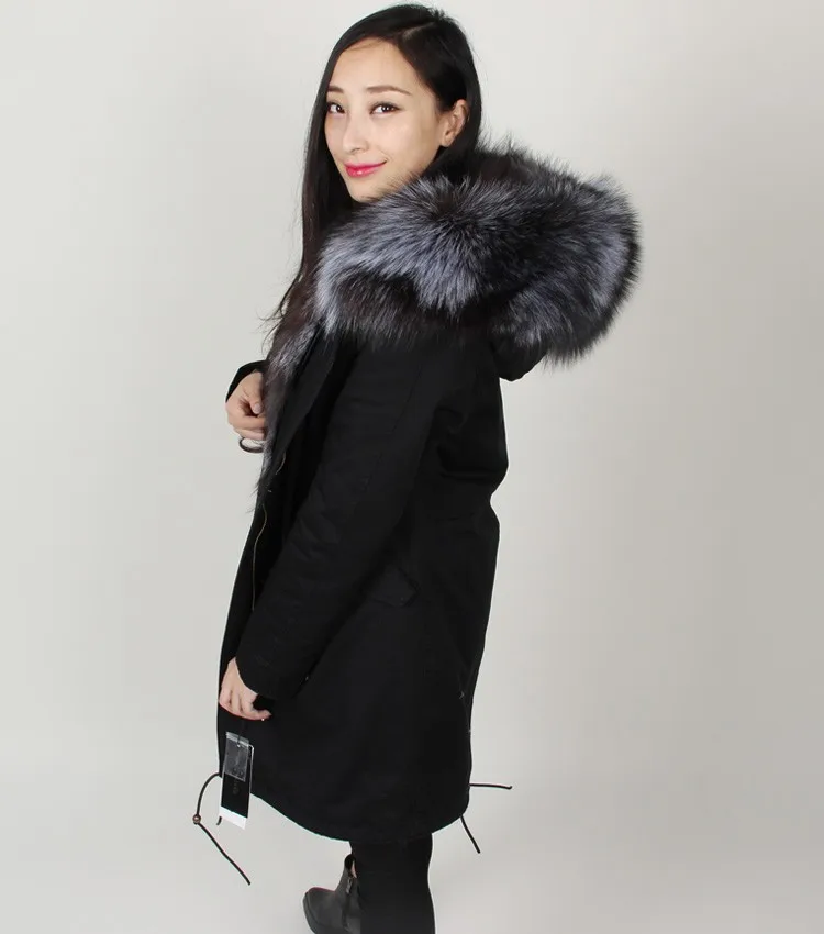 2018 новая зимняя куртка женская брендовая натуральная большая опушка из лисьего меха енота с капюшоном черная длинная парка верхняя одежда