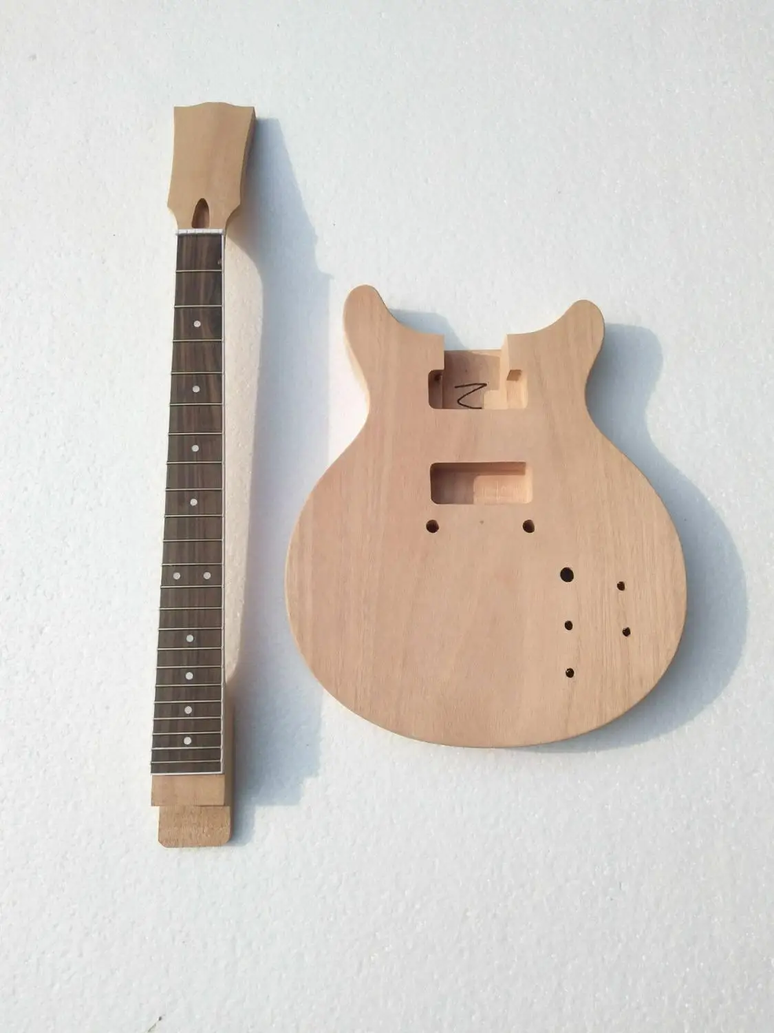 

New Brand double cutaway project unfinish guitar kit with nibs on fret
