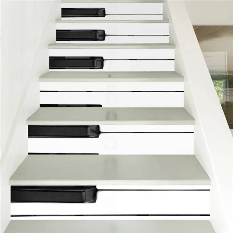 

6pcs/13pcs Piano Key Stairs Stickers Home Decoration Vinyl Self Adhesive Wallpaper For Livingroom Coffee House Staircase Decals