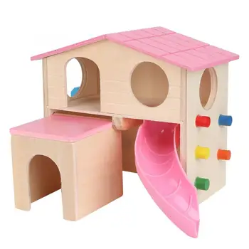 

Multi-functional Double Layer Pet Hamster House With Bell Slide Toy Pet Guinea Pig Squirrel Gerbil Toy Warm Hanging Cage