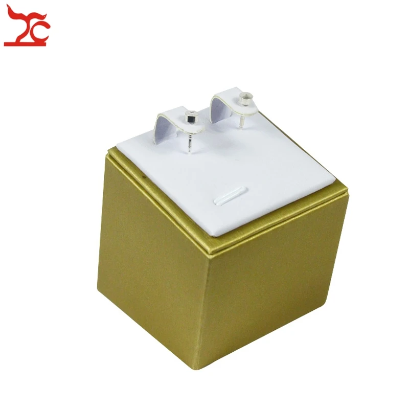 

Fashion Jewelry Display Holder 5Pcs Gold and White PU Portable Earring Stud Organizer Storage Display Stand 5*5*6cm