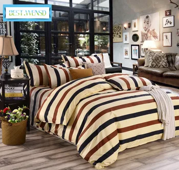 

BEST.WENSD New Simple stripe bedclothe Soft comfortable quilt cover +sheet/ bed linen+pillowcases Home textiles -Bedding bed set