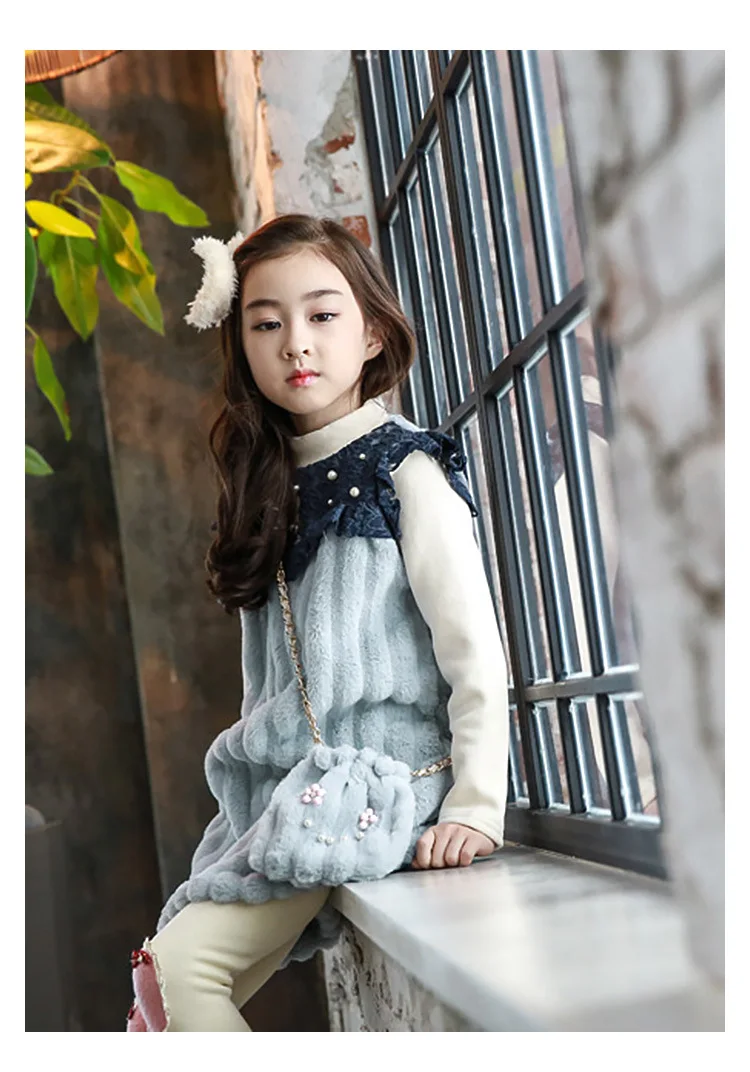 fleece little girls dress winter autumn 2017 kids princess dress children dress teenage girls  (12)