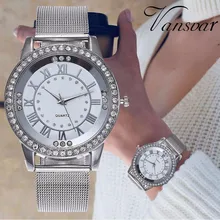 Дропшиппинг женские Стразы Часы Модные повседневные женские серебряные и розовые золотые сетчатые наручные часы подарок часы Relogio Feminino горячая распродажа