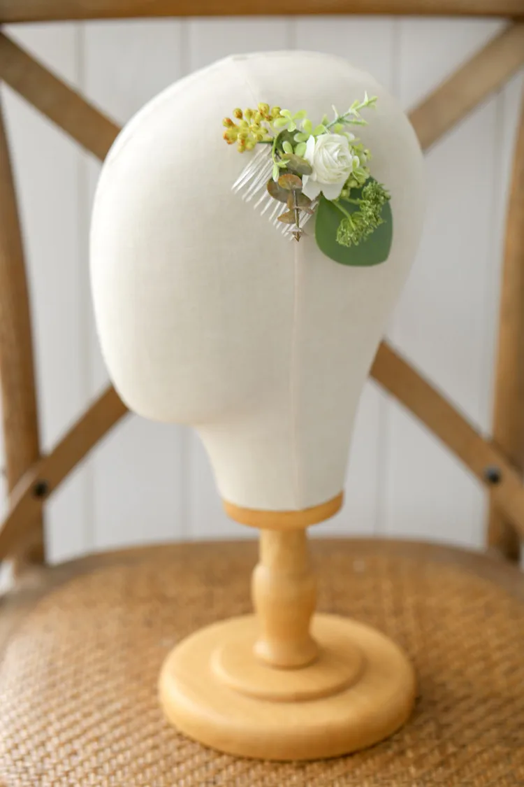 Romantic White Rose Greenery Bride Wedding Hair Accessories Leaves Hair Comb and Headband Headwear Prom Bridal Accessories