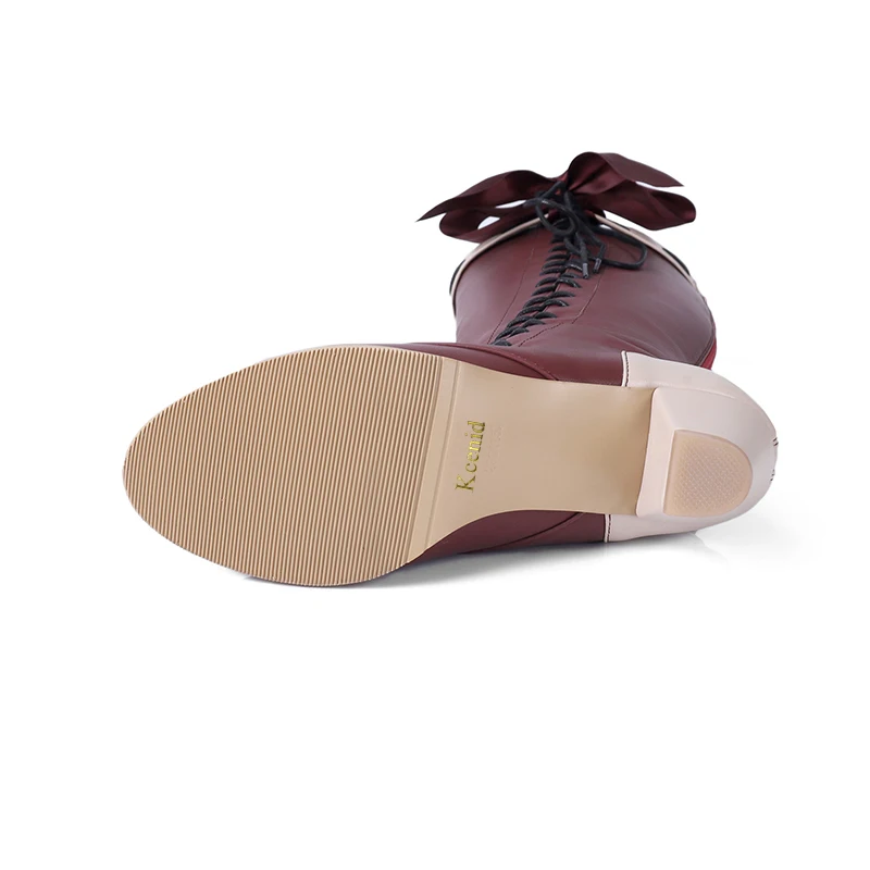 Kcenid Cremallera Botas Heel Calientes Black Bowtie Wine 2018 becerro Atada Mediados Zapatos Moda 48 gris Mujeres Spike 32 Invierno Tamaño Mujer Cruz Más De Nueva De red 7OT7rvqw