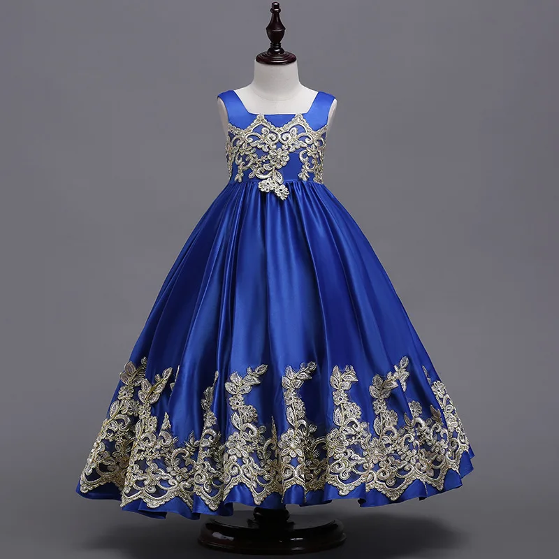 

Brand Girls Dress Kids Princess Party Wedding Gowns for Children Graduation Ceremony Girls Embroidery Formal Prom Long Dress