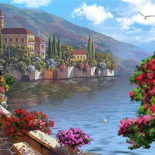 Портовый городской пейзаж Искусство Ручная роспись креативная Цифровая живопись маслом DIY живопись по номерам 24 цвета пигментная щетка живопись