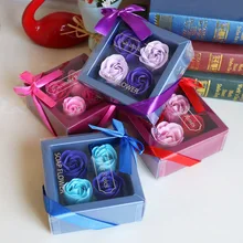 4 шт./кор. в форме сердца мыло в виде цветов розы романтическая Свадебная вечеринка подарок Искусственный цветок розы, средство для ухода за полостью персональный подарок