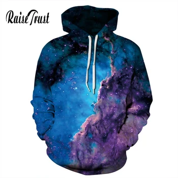 

Raise Trust 3d Blue Space Galaxy Sweatshirts Fashion Men/Women Casual Print Purple Stars Nebula Pullover Harajuku Hoodies XXXL