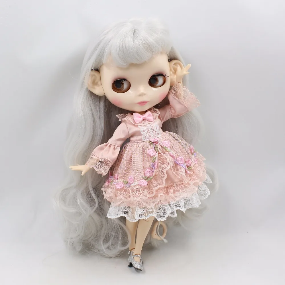 12" Blythe Doll Factory Blythe's Pink Cute Lace Long Dress 