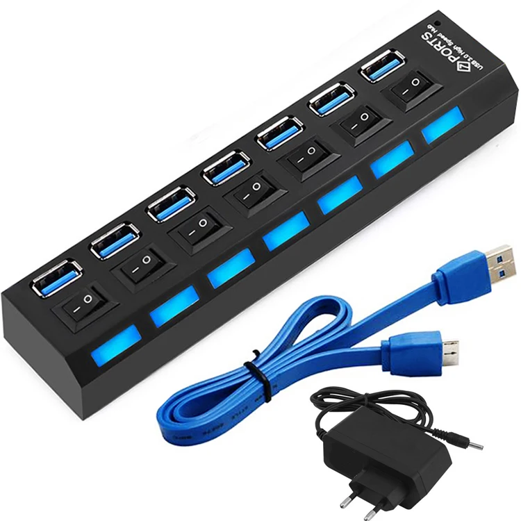 

2 colors USB 3.0 Hub 4-7 Ports Super Speed 5Gbps 4-7-port USB 3.0 Hub With on/off Switch For Windows Mac OS Linux PC Laptop