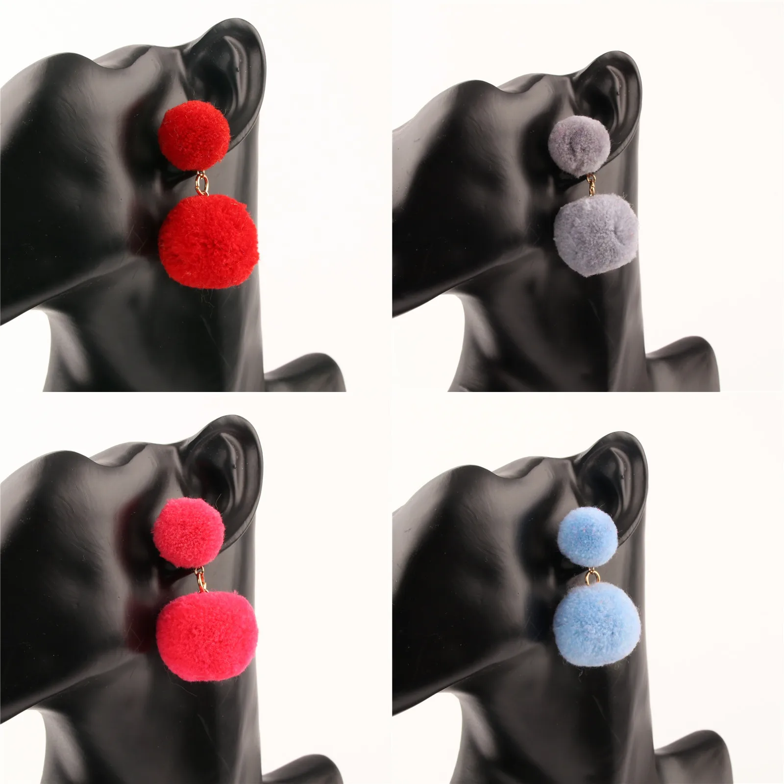 

1pair Colorful Small And Big Pompons Earrings For Women Accessories Parry Jewelry Trendy Design Party Gifts
