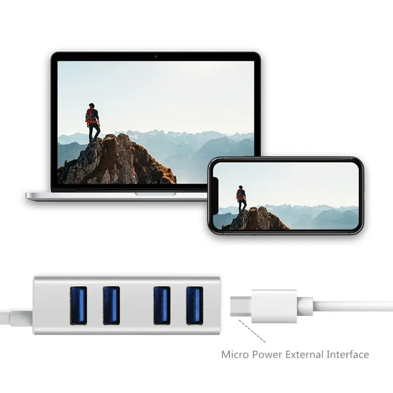 BinFul 4 Port 5Gbps USB 3.0 HUB usb splitter With Micro USB Power Port for notebook computer peripherals HUB 3.0 4 Ports