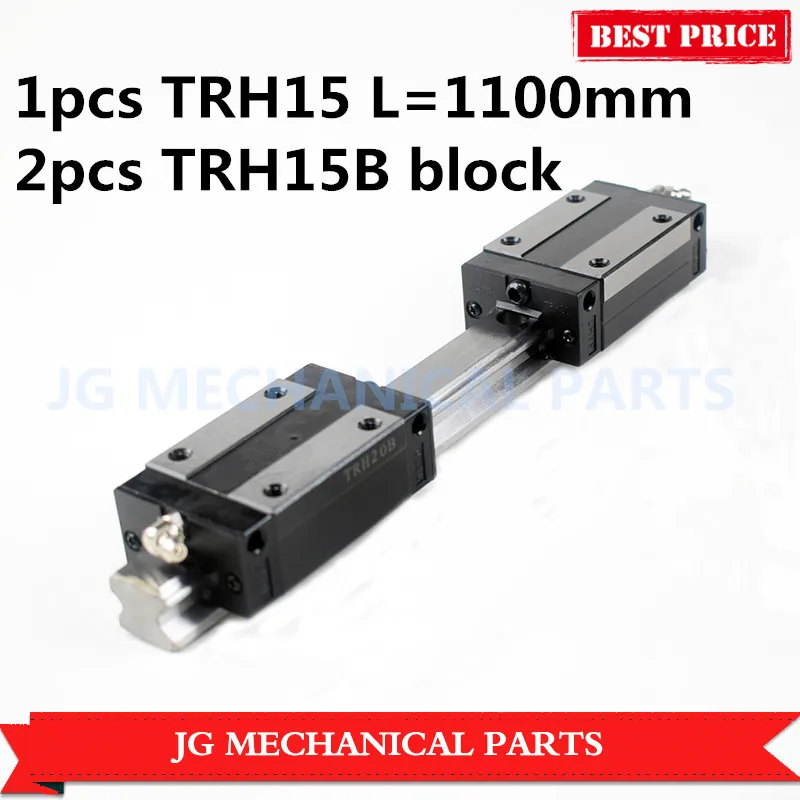 High quality 1pcs 15mm width Linear Guide TRH15 L=1100mm linear rail +2pcs TRH15B carriages Slider Block Square block High quality 1pcs 15mm width Linear Guide TRH15 L=1100mm linear rail +2pcs TRH15B carriages Slider Block Square block