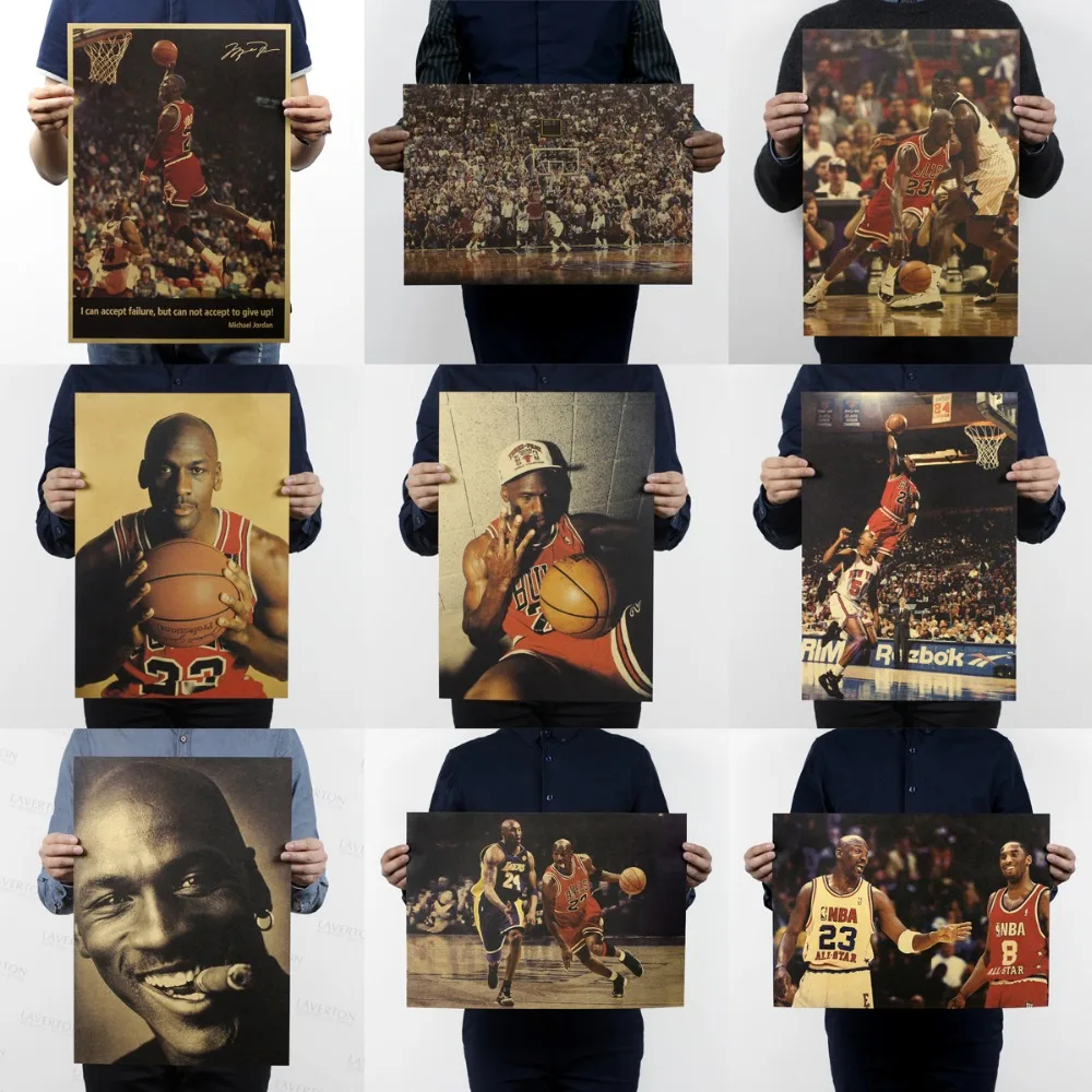 

Free shipping,Michael Jordan ,never give up,slam dunk,Basketball Sports/kraft poster/Retro Poster/decorative painting 51x35.5cm