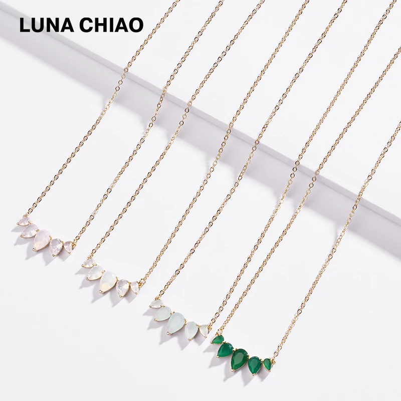 

Opal Color Zircon Claw Setting Cooper Brass Mini Pendant Necklace&Pendant Short Chain Necklaces for Women