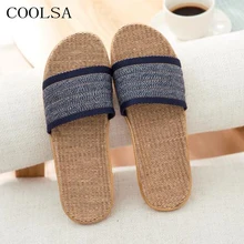 COOLSA/мужские летние льняные домашние тапочки на плоской подошве; нескользящие домашние тапочки с мягкой подошвой из ЭВА; пляжные вьетнамки для улицы; мужские сандалии; большие размеры