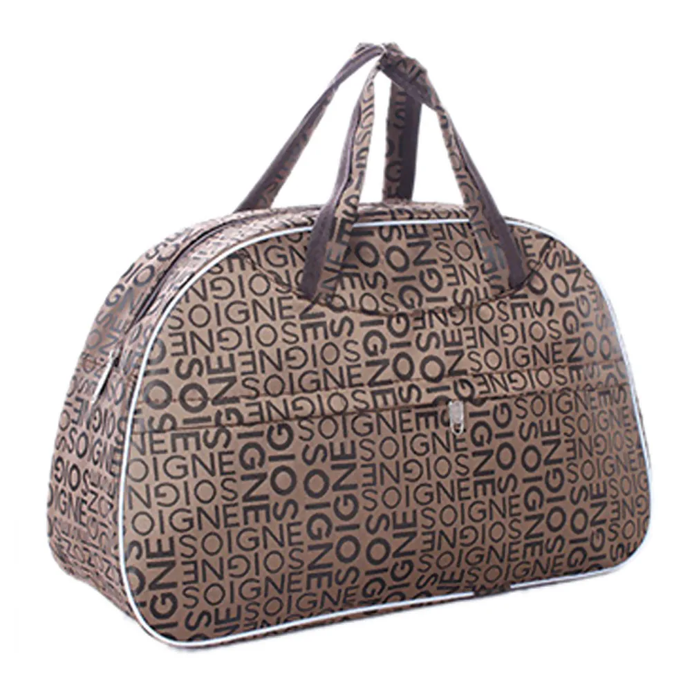 

Fashion Waterproof Oxford Women bag Brown Letters Pattern Travel Bag Large Hand Canvas Luggage Bags