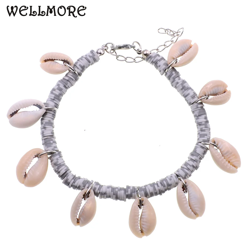 WELLMORE women Anklet bohemia shell Anklets for women beach 6MM polymer