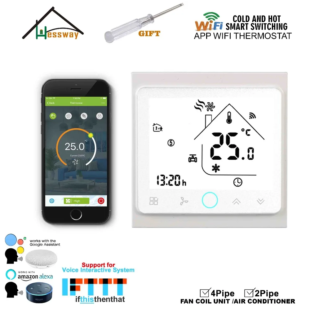 Цифровой беспроводной Wi Fi термостат HESSWAY 2p 4p для охлаждения/отопления контроль
