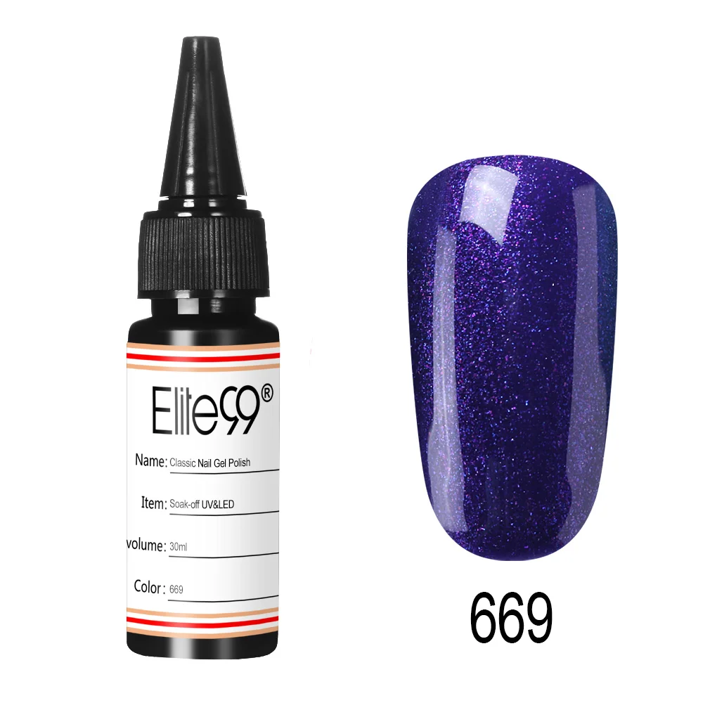 669 Elite99 30 мл Классический лак для ногтей Гель-лак для ногтей Soak Off UV светодиодный длинная долгосрочная основа для ногтей 298 чистый цвет лак - Цвет: 669