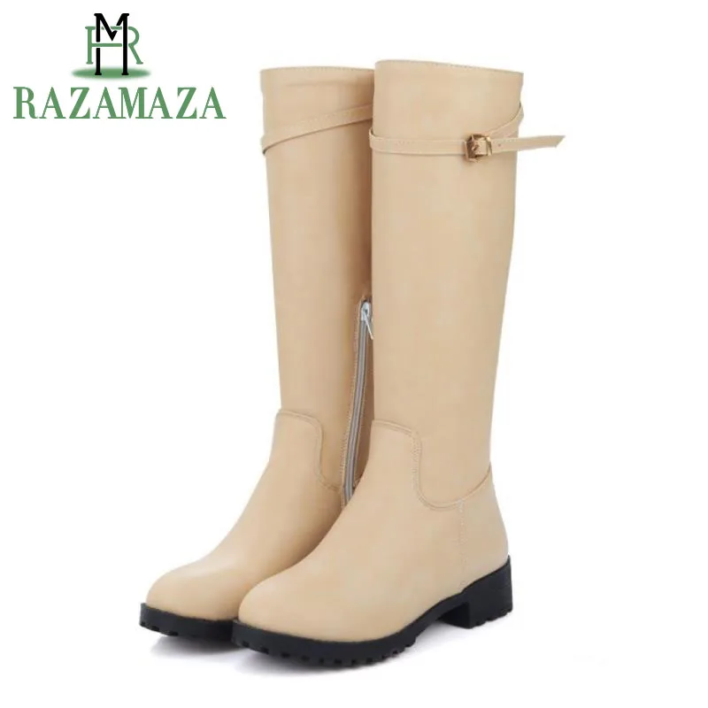 flat boots with buckles for womens