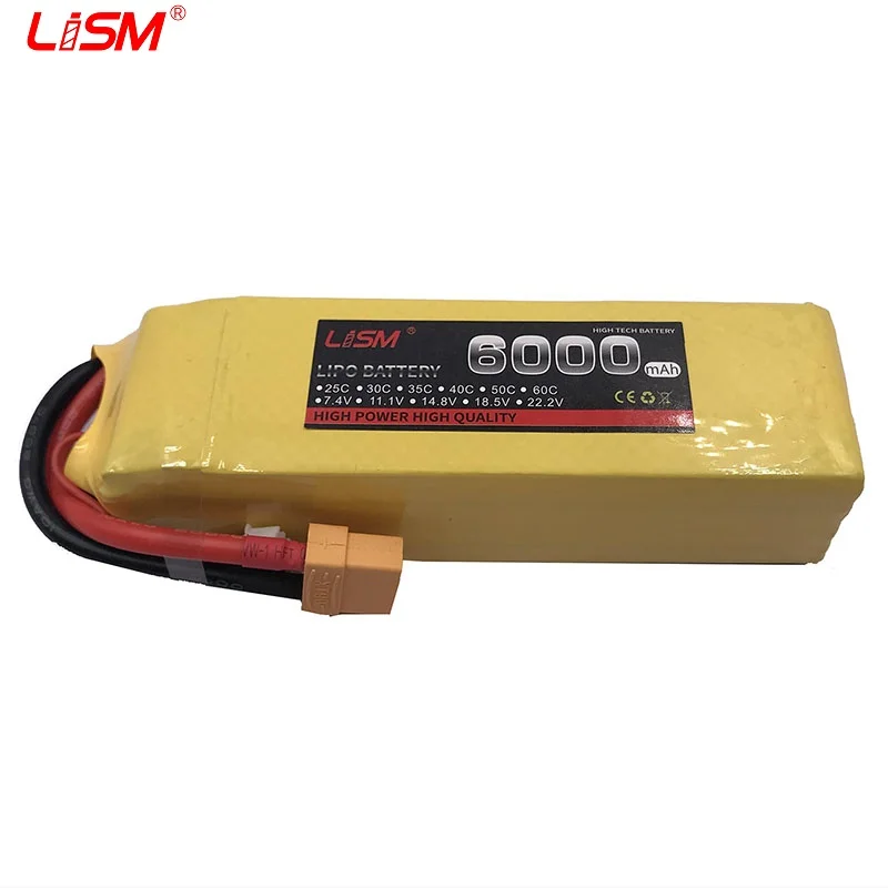 

RC Toy LiPo battery 4S 14.8V 6000mAh 30C Max 60CFor RC Airplane Quadrotor Helicopter Drone chargeable battery 4S#30y86