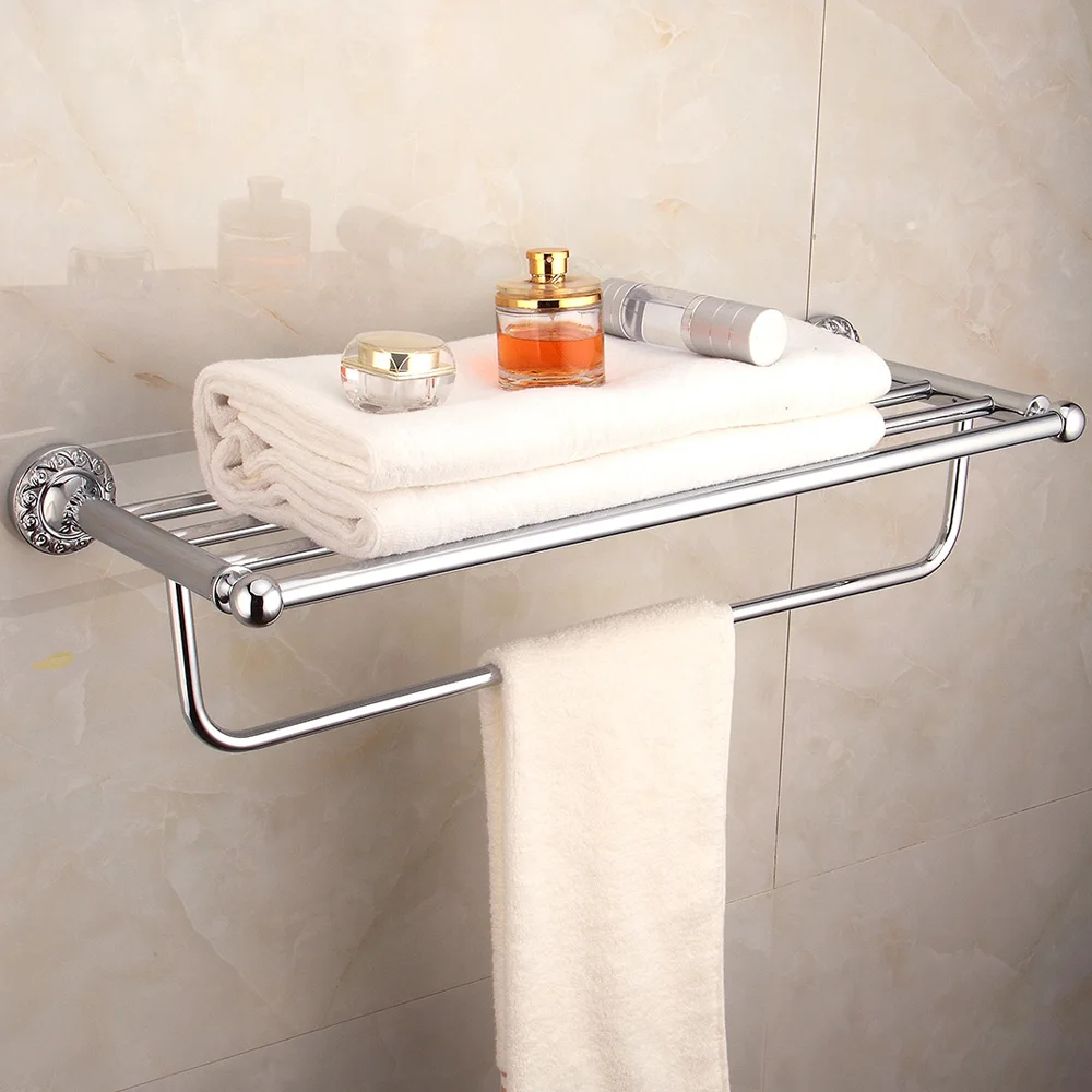 

Silver towel holder brief stainless steel polished bathroom towel rack modern carved towel shelf bathroom hardware accessories