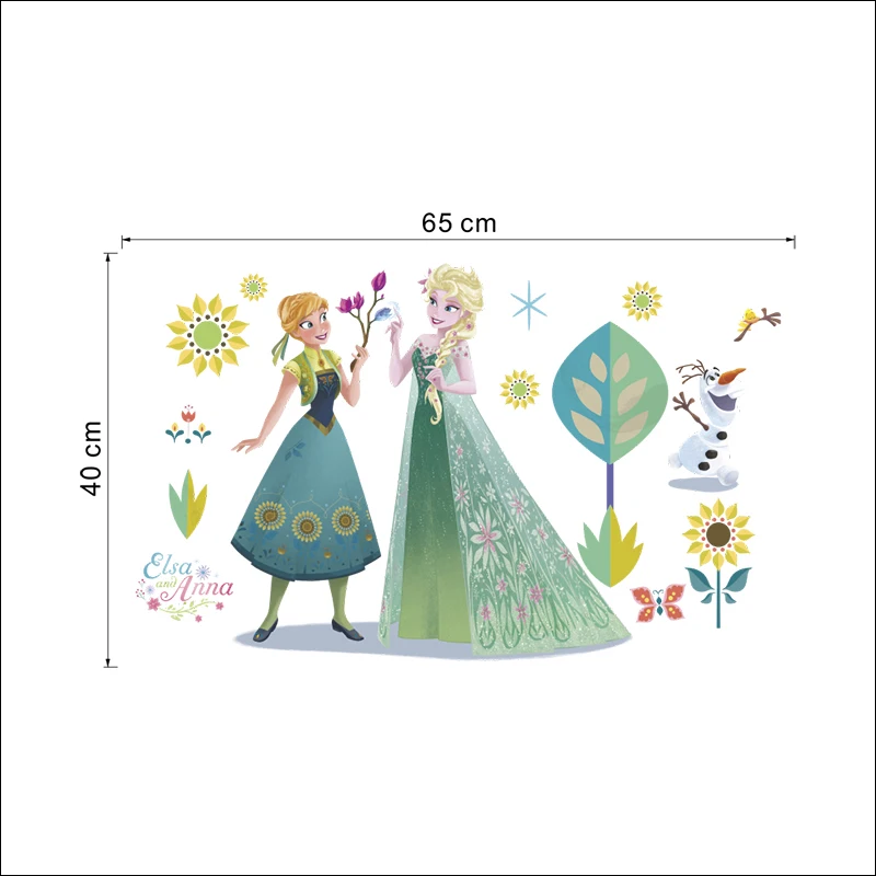 Cartoon Elsa Anna Princess Garden PVC Wall Stickers For Kids Room Home Decoration DIY Anime Mural Art Frozen 2 Movie Wall Decals