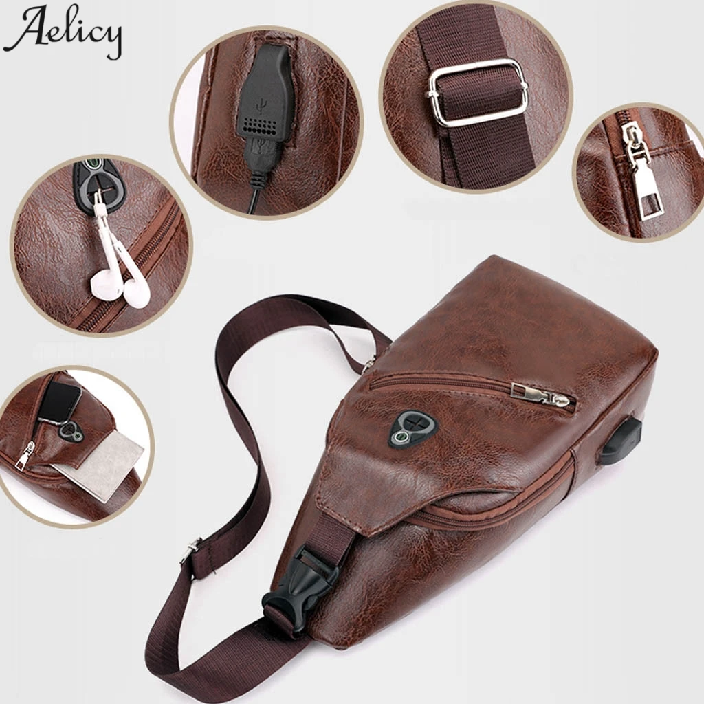 Сумка кроссбоди Aelicy мужская из искусственной кожи с одним ремешком через