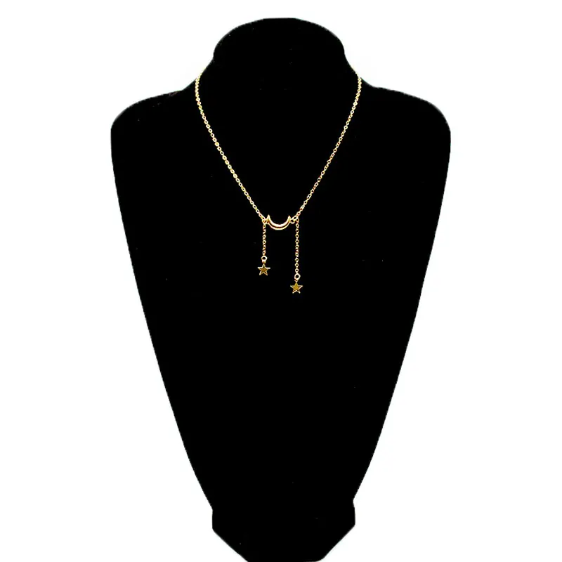 

2019 New Fashion Moon Star Long Chain Necklace Women Simple Pendant Cute Fashion Statement Necklace