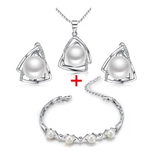 Sinya, набор украшений для женщин с серебряным жемчугом, ожерелье, серьги и браслет, подарок для мамы и любимой