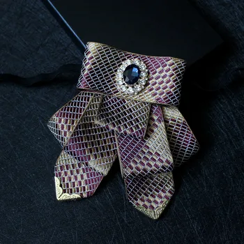

Boutique British Purple Gold Plaid Clothing Accessories Men's Bow Tie Gentleman Groom Men Hosted Banquet Wedding Collar Flower