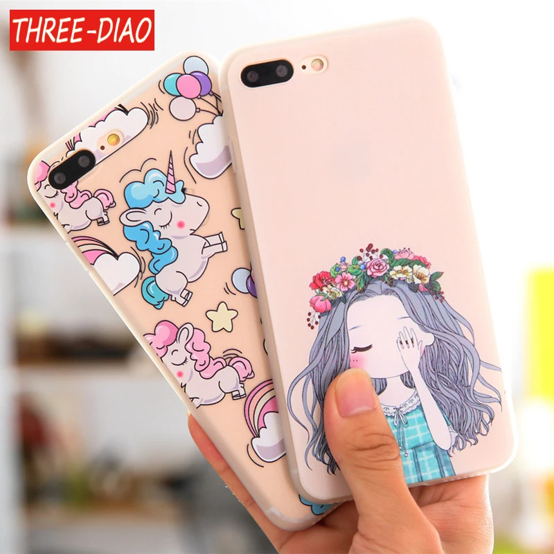 

THREE-DIAO Phone Case For iphone 5 5S SE 6 6s plus cartoon unicorn soft tpu silicon case back cover coque for iphone 7 8 Plus