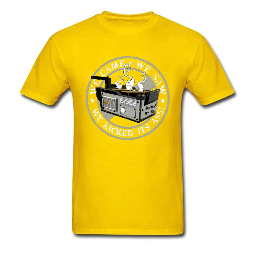 Fashionablecosie Short Sleeve Tops Shirt VALENTINE DAY Newest Crewneck Cotton Tee Shirts Mens T-Shirt Birthday  We came we saw we kicked its ass 12673 yellow