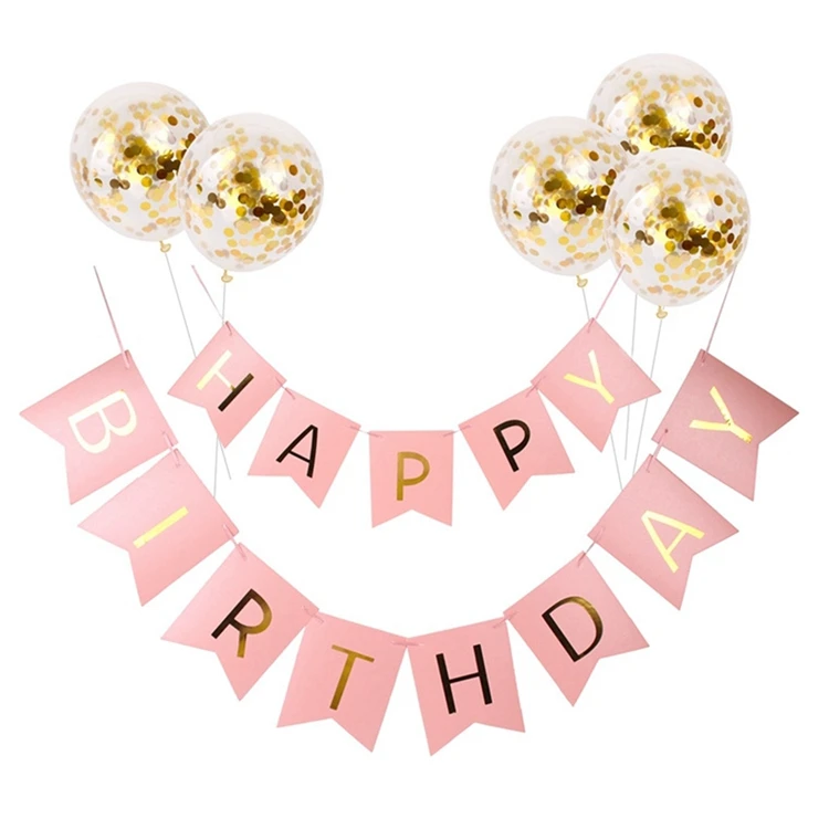 Taoup 1 Набор бумаги счастливый плакат "с днем рождения" ткань золотые конфетти воздушные шары для дня рождения вечерние декоры дети взрослые вечерние принадлежности DIY