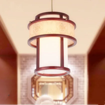 

New Chinese style handmade wood art Pendant Lights White acryl lampshade E27 LED lamp for corridor&stairs&cafe&pavilion MF029